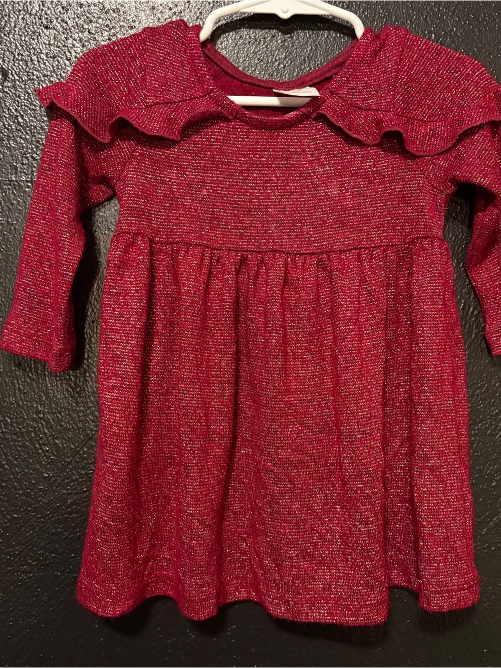 Wonder Nation Girls Dress Size 12M Dress Burgundy Long Sleeve